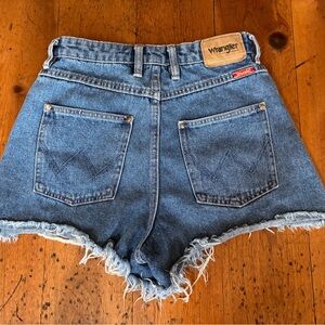 Wrangler Distressed Light Blue High-Rise Denim Shorts